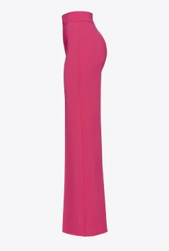 Tailleurs Et Ensembles|PINKO Pantalon Pattes D'Elephant Rouge Framboise