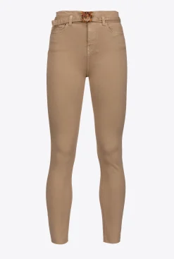 Jeans|PINKO Pantalon Skinny A Ceinture Love Birds Beige Castor