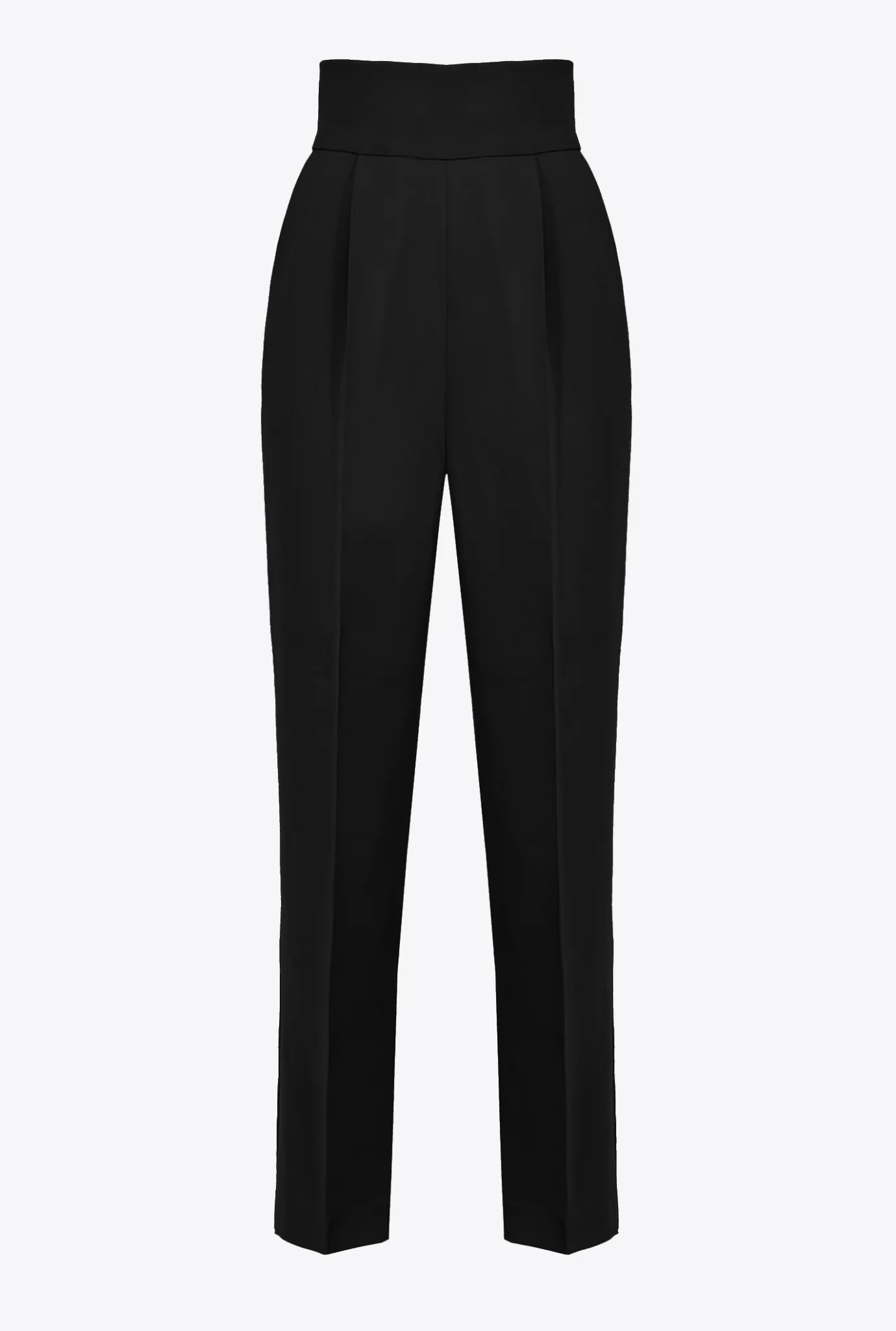 Pantalons|PINKO Pantalon Taille Haute En Crepe Stretch Noir Limousine