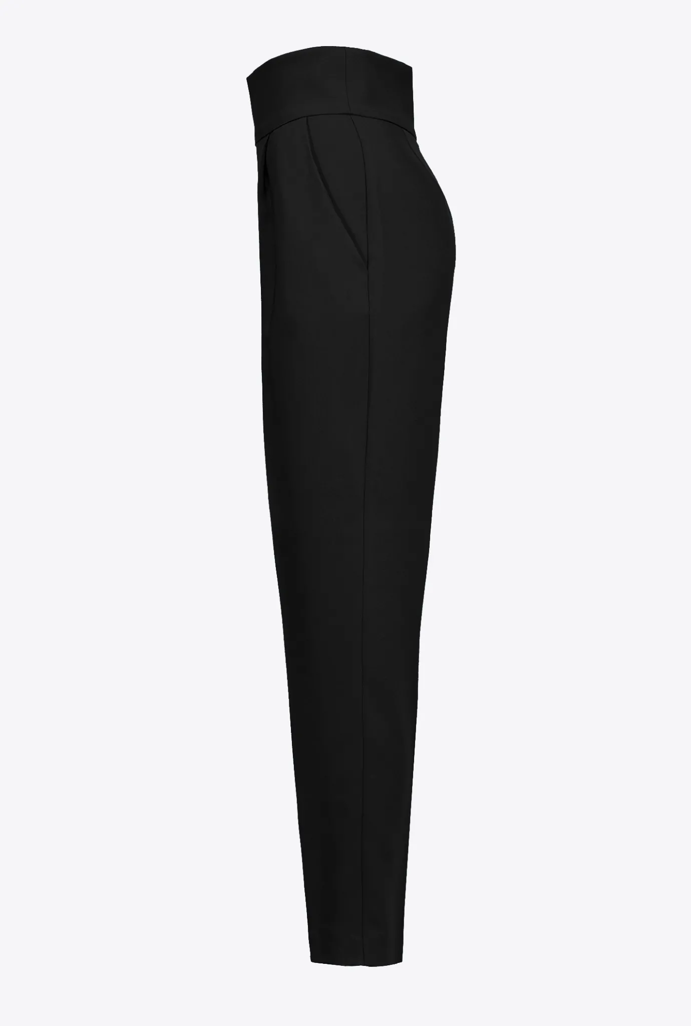 Pantalons|PINKO Pantalon Taille Haute En Crepe Stretch Noir Limousine