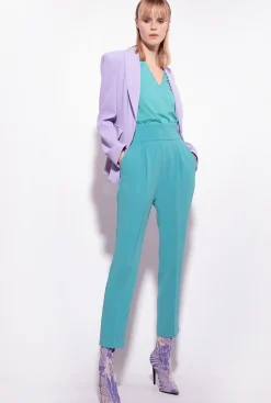 Tailleurs Et Ensembles|PINKO Pantalon Taille Haute En Crepe Stretch Bleu Ciel-Marine