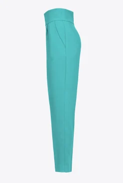 Tailleurs Et Ensembles|PINKO Pantalon Taille Haute En Crepe Stretch Bleu Ciel-Marine