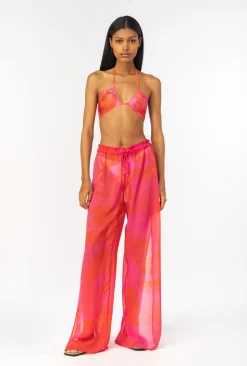 Maillots De Bain|PINKO Pantalon Wide Leg A Imprime Floral Multicolore Rose/Orange