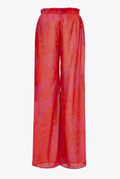 Maillots De Bain|PINKO Pantalon Wide Leg A Imprime Floral Multicolore Rose/Orange
