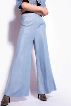 Jeans|PINKO Pantalon Wide Leg En Denim Lyocell Delavage Clair
