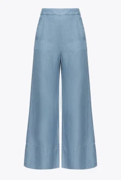 Jeans|PINKO Pantalon Wide Leg En Denim Lyocell Delavage Clair