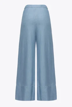 Jeans|PINKO Pantalon Wide Leg En Denim Lyocell Delavage Clair