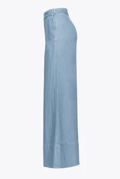 Jeans|PINKO Pantalon Wide Leg En Denim Lyocell Delavage Clair