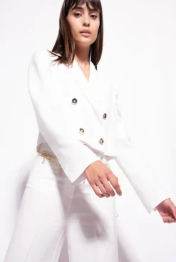 Tailleurs Et Ensembles|PINKO Pantalon Wide Leg En Lin Blanc Soie