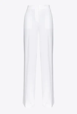 Tailleurs Et Ensembles|PINKO Pantalon Wide Leg Stretch Blanc Nimbus