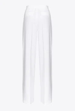 Tailleurs Et Ensembles|PINKO Pantalon Wide Leg Stretch Blanc Nimbus