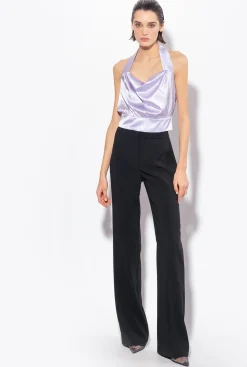 Tailleurs Et Ensembles|PINKO Pantalon Wide Leg Stretch Noir Limousine