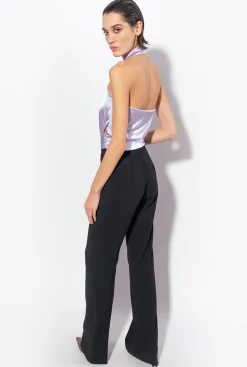 Tailleurs Et Ensembles|PINKO Pantalon Wide Leg Stretch Noir Limousine