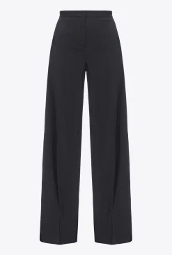 Tailleurs Et Ensembles|PINKO Pantalon Wide Leg Stretch Noir Limousine