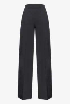 Tailleurs Et Ensembles|PINKO Pantalon Wide Leg Stretch Noir Limousine