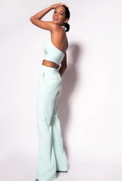 Tailleurs Et Ensembles|PINKO Pantalon Wide Leg Stretch Bleu Verre