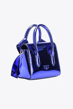 Sacs De Soirée|PINKO Petit Sac A Main Aika Effet Miroir Bleu Clematite-Or Antique