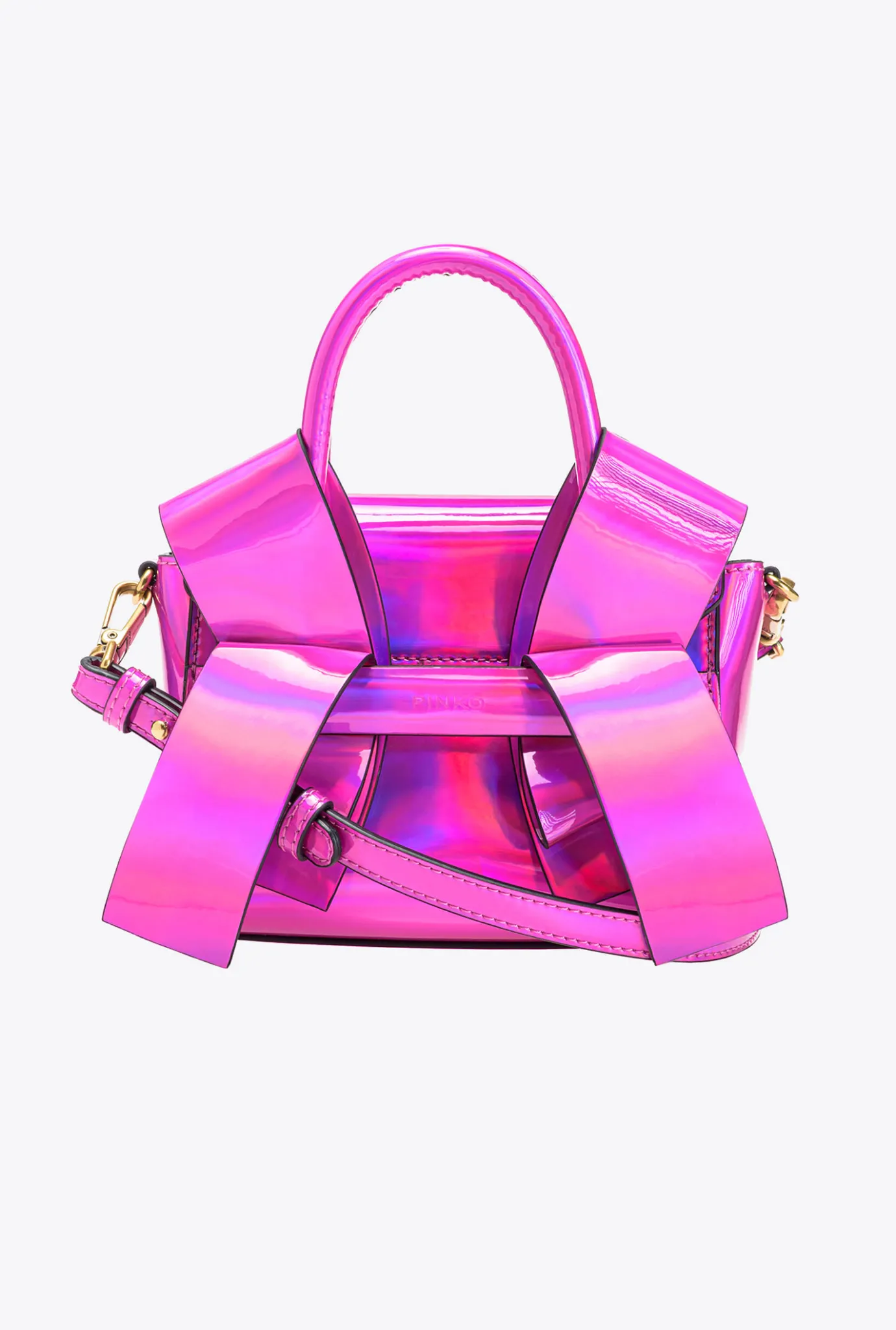 Sacs De Soirée|PINKO Petit Sac A Main Aika Effet Miroir Rose Pinko-Or Antique