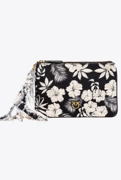 Autres Accessoires|PINKO Pochette Flat Bag En Canvas Recycle Imprime Noir/Beurre