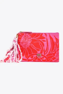 Autres Accessoires|PINKO Pochette Flat Bag En Canvas Recycle Imprime Rose/Rouge