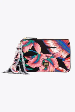 Autres Accessoires|PINKO Pochette Flat Bag En Canvas Recycle Imprime Multi. Noir/Rouge
