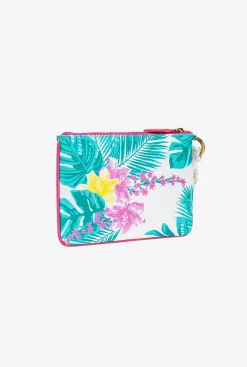 Autres Accessoires|PINKO Pochette Flat Bag En Canvas Recycle Imprime Multi. Blanc/Jaune