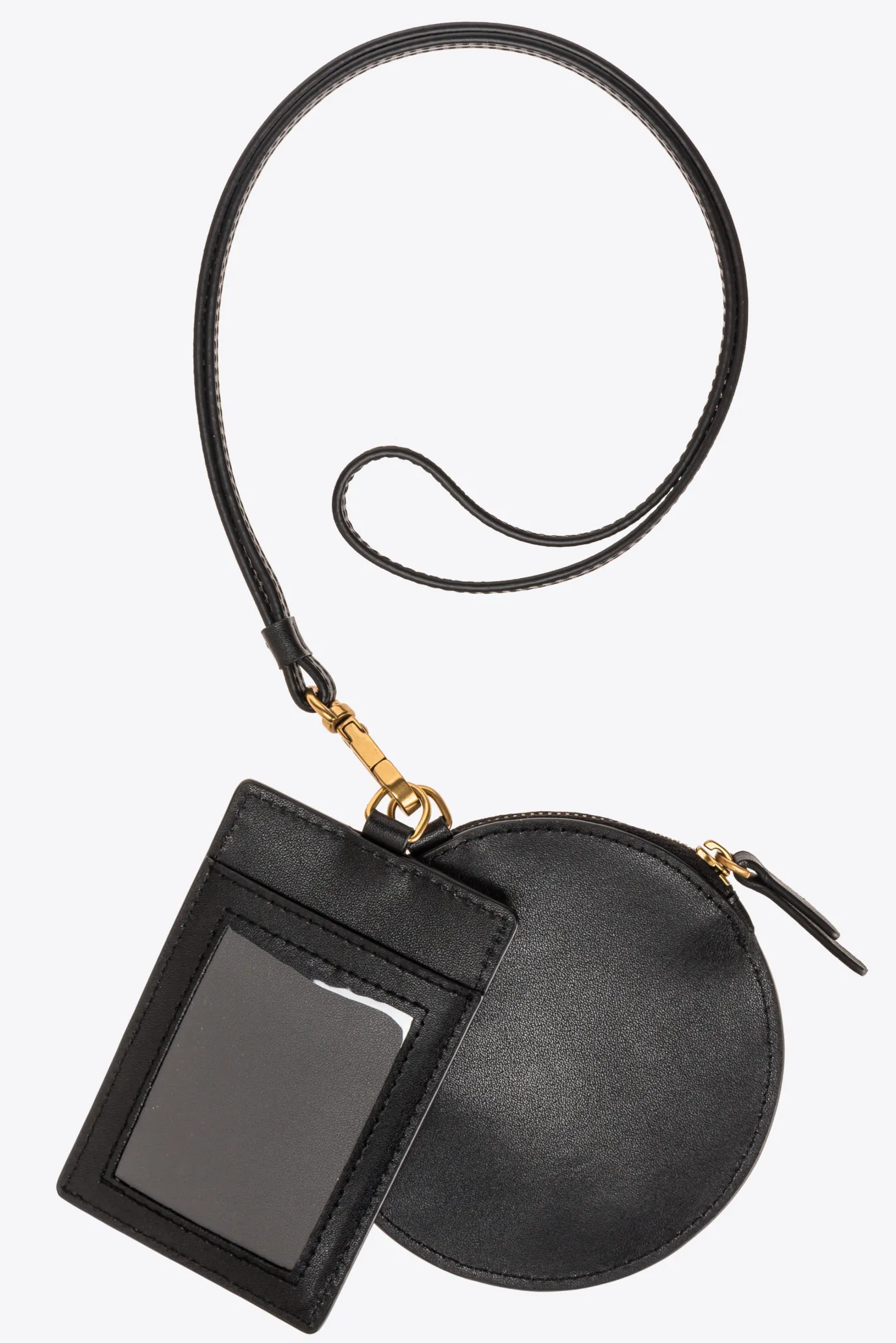 Maroquinerie|PINKO Pochettes Tour De Cou En Cuir Noir-Vieil Or