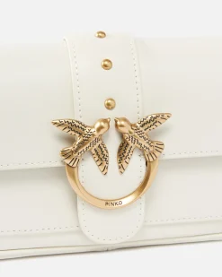 Sacs À Bandoulière|PINKO Pocket Love Bag One Simply Blanc+Blanc-Or Antique