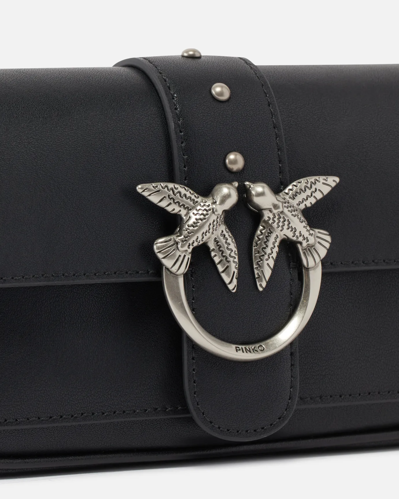 Sacs À Bandoulière|PINKO Pocket Love Bag One Simply Noir-Vieil Argent
