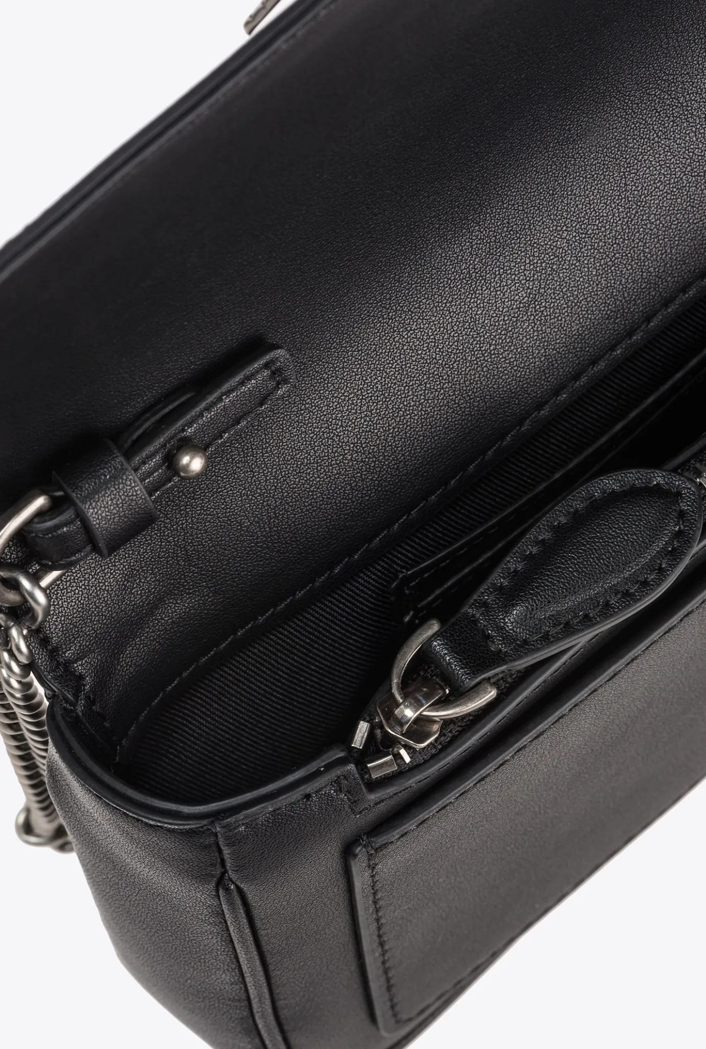 Sacs À Bandoulière|PINKO Pocket Love Bag One Simply Noir-Vieil Argent