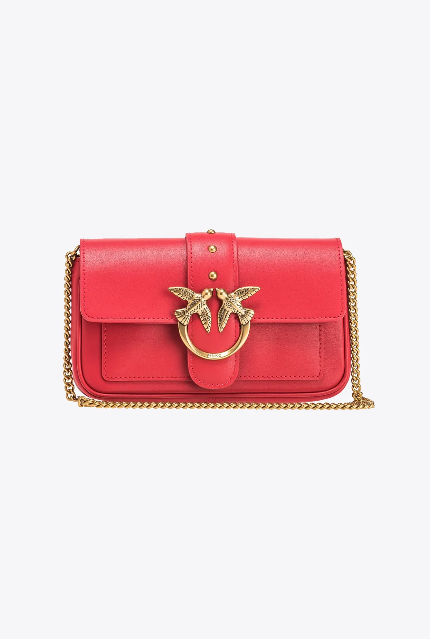 Sacs À Bandoulière|PINKO Pocket Love Bag One Simply Rouge Grenat-Or Antique