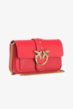Sacs À Bandoulière|PINKO Pocket Love Bag One Simply Rouge Grenat-Or Antique