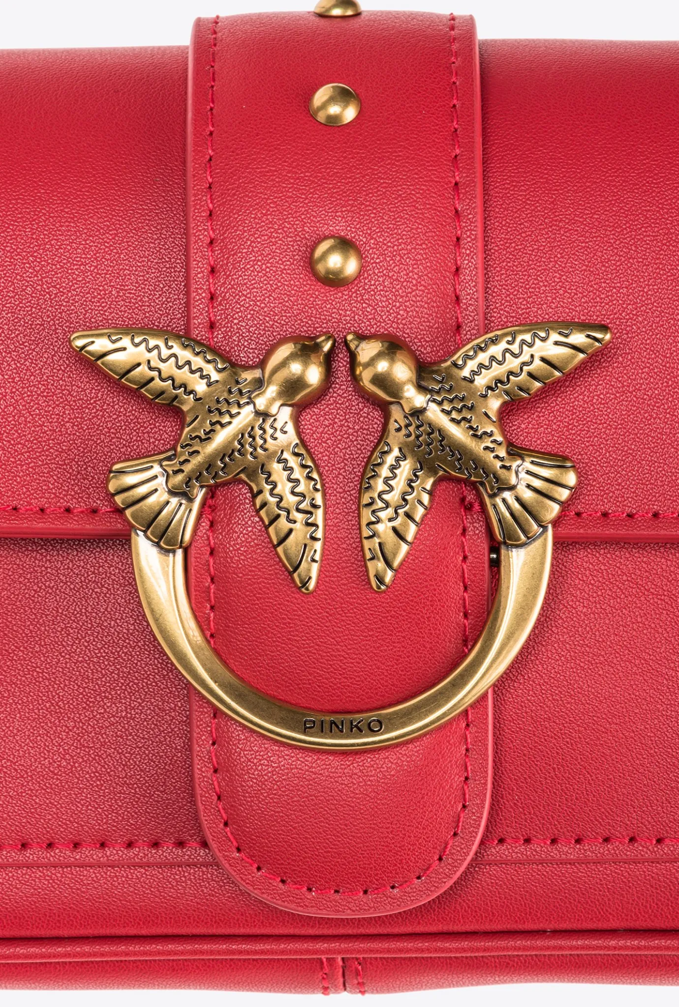 Sacs À Bandoulière|PINKO Pocket Love Bag One Simply Rouge Grenat-Or Antique