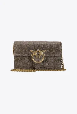 Sacs De Soirée|PINKO Pocket Love Bag Shiny Logo Or-Or Antique