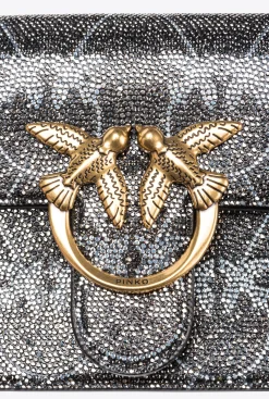 Sacs De Soirée|PINKO Pocket Love Bag Shiny Logo Titane-Or Antique