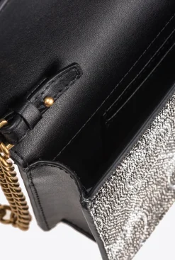 Sacs De Soirée|PINKO Pocket Love Bag Shiny Logo Titane-Or Antique