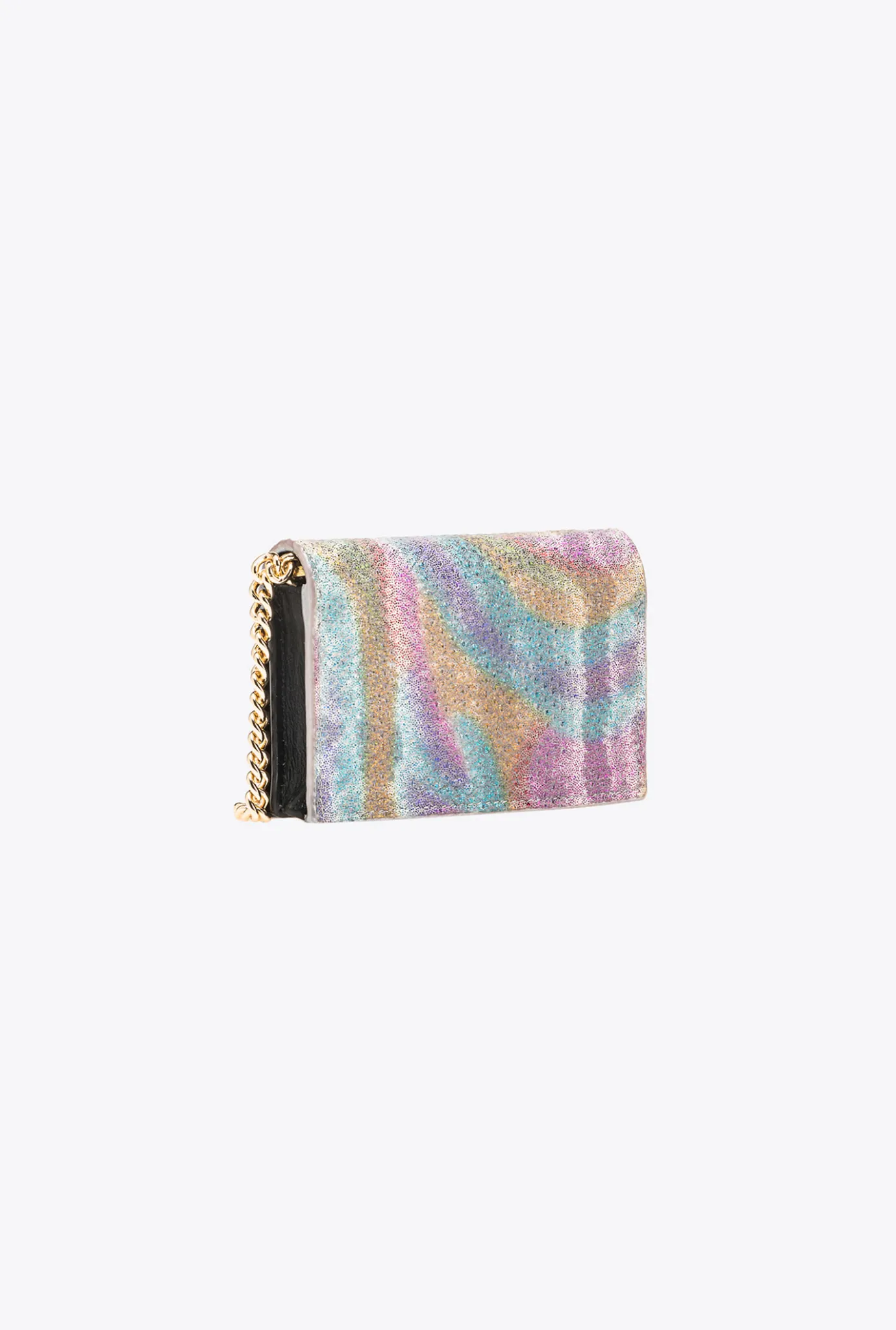 Maroquinerie|PINKO Porte-Cartes A Bandoulière En Reptile Multicolore Galleria Multicolore-Or Brillant