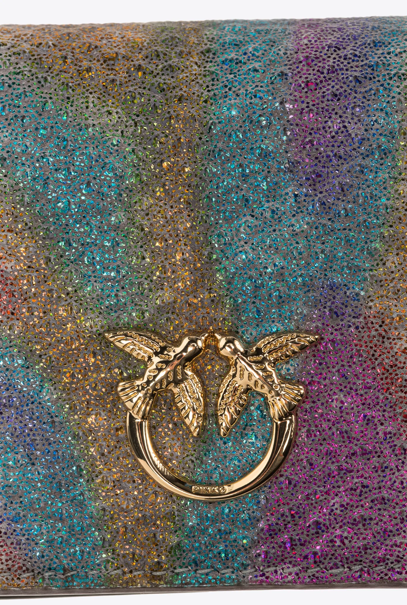 Maroquinerie|PINKO Porte-Cartes A Bandoulière En Reptile Multicolore Galleria Multicolore-Or Brillant
