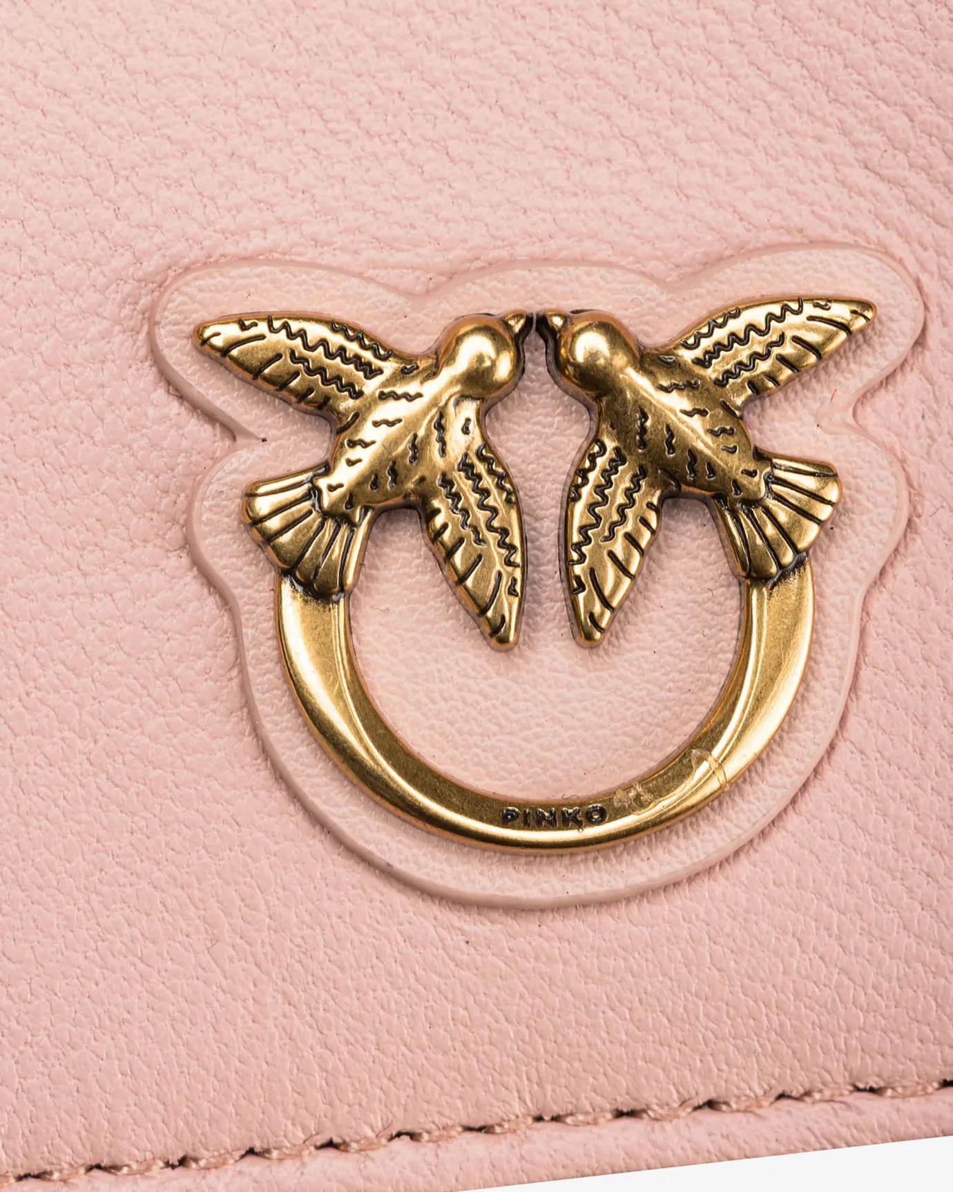 Maroquinerie|PINKO Porte-Cartes Zippe A Motif En Chevrons Rose/Rose Poudre-Or Antique