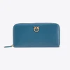 Maroquinerie|PINKO Portefeuille A Contour Zippe En Cuir Sarcelle-Or Antique