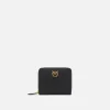 Maroquinerie|PINKO Portefeuille Carre A Contour Zippe En Cuir Noir-Vieil Or