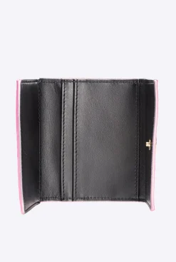 Maroquinerie|PINKO Portefeuille Compact En Reptile Lame Galleria Rose Poudre-Or Brillant