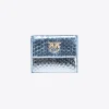 Maroquinerie|PINKO Portefeuille Compact En Reptile Lame Galleria Bleu Clair-Or Brillant