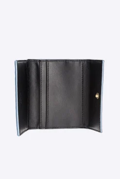 Maroquinerie|PINKO Portefeuille Compact En Reptile Lame Galleria Bleu Clair-Or Brillant