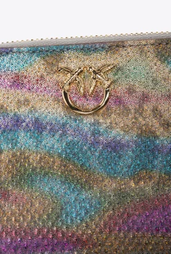 Maroquinerie|PINKO Portefeuille Entierement Zippe En Reptile Multicolore Galleria Multicolore-Or Brillant