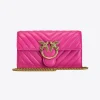 Mini Sacs|PINKO Portefeuille Love Bag Chevron Fuchsia-Or Antique