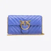 Sacs À Bandoulière|PINKO Portefeuille Love Bag One Wallet Chevron Bleu Corse-Or Antique