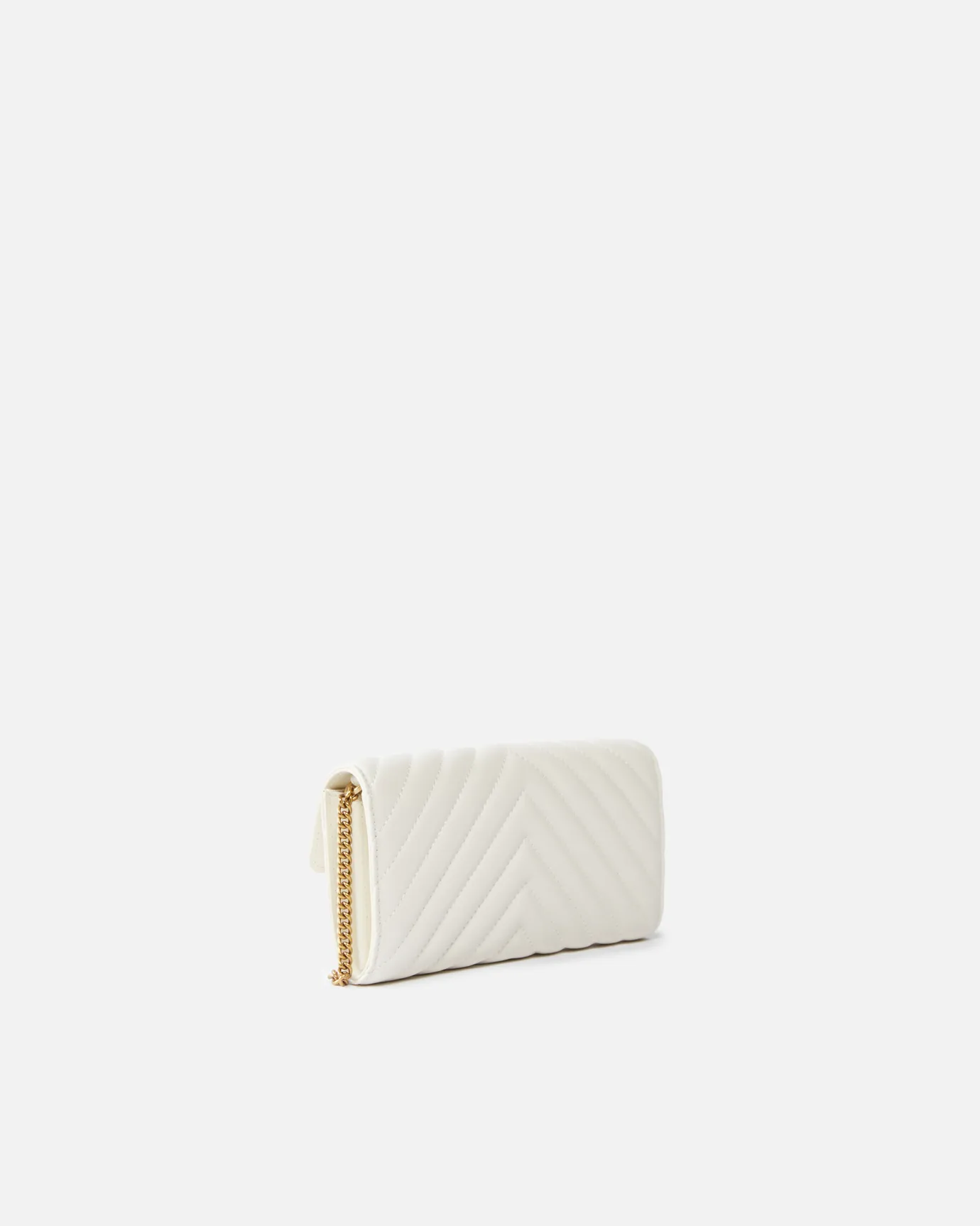 Sacs À Bandoulière|PINKO Portefeuille Love Bag One Wallet Chevron Blanc+Blanc-Or Antique
