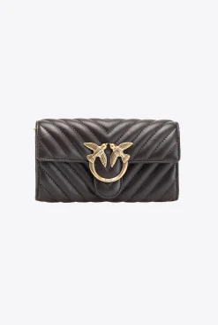 Portefeuilles|PINKO Portefeuille Love Bag One Wallet Chevron Marron Outrenoir-Or Antique
