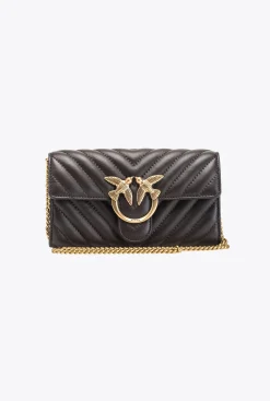 Portefeuilles|PINKO Portefeuille Love Bag One Wallet Chevron Marron Outrenoir-Or Antique
